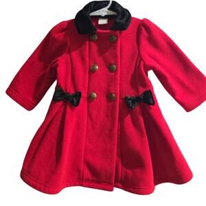 Red And Black Little Girl Pea Coat